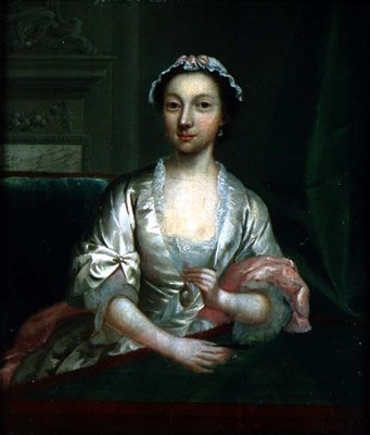 Taiteilijan vaimon Elizabeth Faulknerin muotokuva, n. 1742 (paneeli) tekijältä Arthur Devis