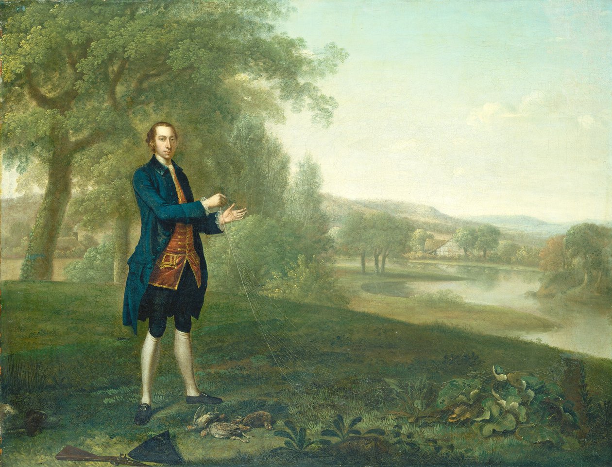 Gentlemanin muotokuva Netting Partridges tekijältä Arthur Devis