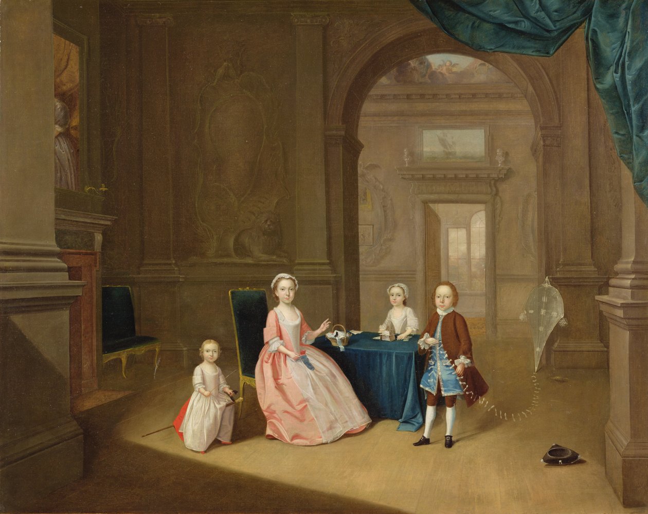 Muotokuva ryhmästä lapsia, n. 1743 (öljy kankaalle) tekijältä Arthur Devis