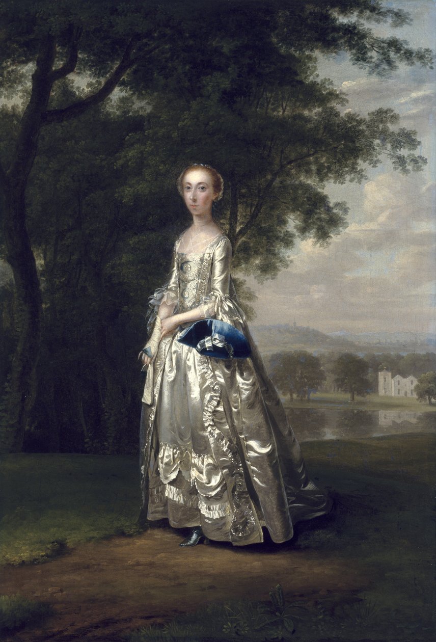 Naisen muotokuva maisemassa, 1750 tekijältä Arthur Devis