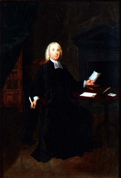 Pastori William Faringtonin muotokuva, Leighin kirkkoherra Lancashiressa, n. 1741-42 (öljy kankaalle) tekijältä Arthur Devis