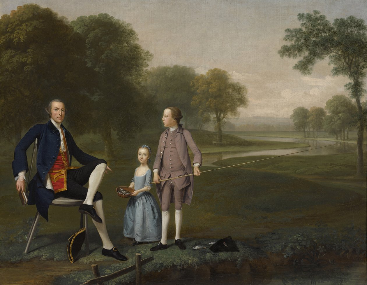 Richard Moretan, Esq. Tackley veljenpoikansa ja veljenpoikansa John ja Susanna Weylandin kanssa, 1757 tekijältä Arthur Devis