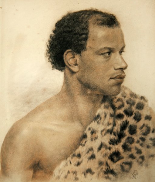 Afrikkalaisen muotokuva (väriliidut paperille) tekijältä Arthur George Walker