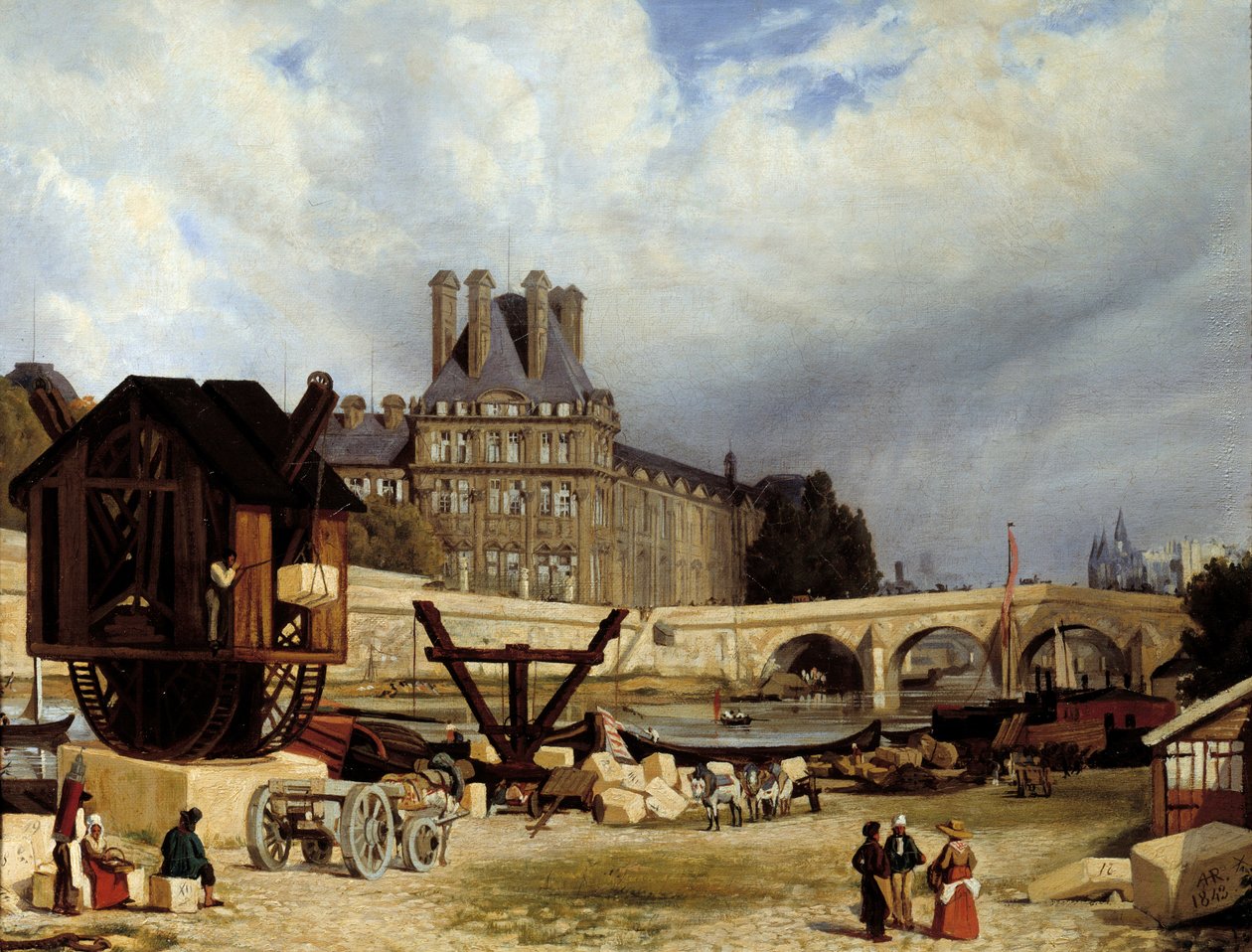 Tuileries ja Royal Bridge. Arthur Henry Robertsin (1819-1900) maalaus tekijältä Arthur Henri Roberts