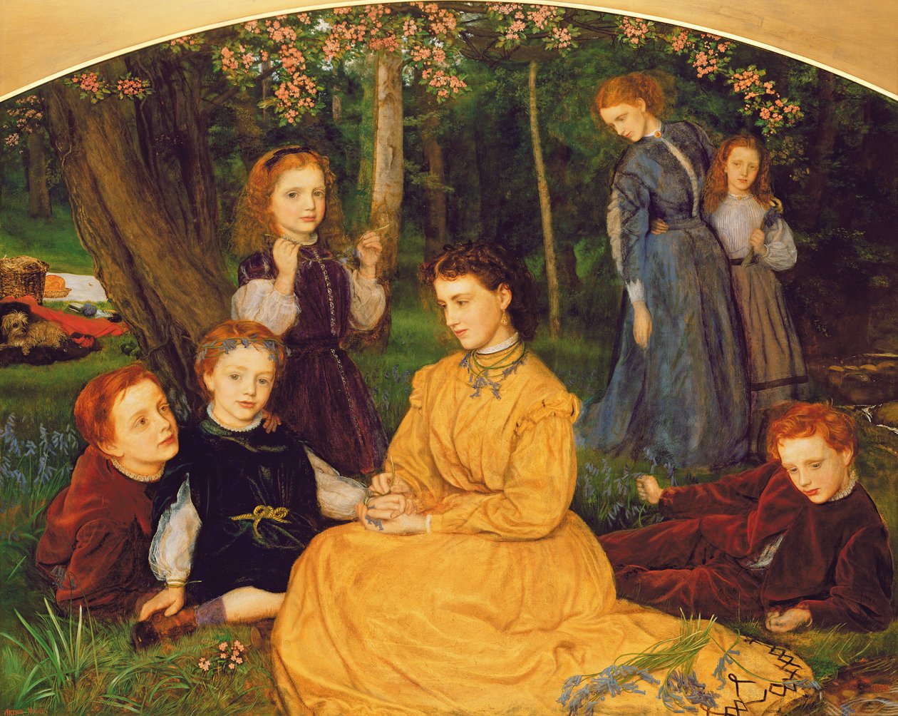 Syntymäpäiväpiknik - W.W.:n lasten muotokuvia Pattinson, Esq. of Felling, Near Gateshead, 1866-67 tekijältä Arthur Hughes