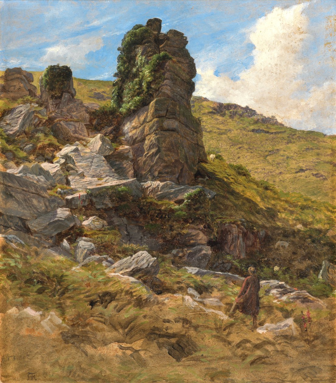 Rocky Outcrop (öljy kortille) tekijältä Arthur Hughes