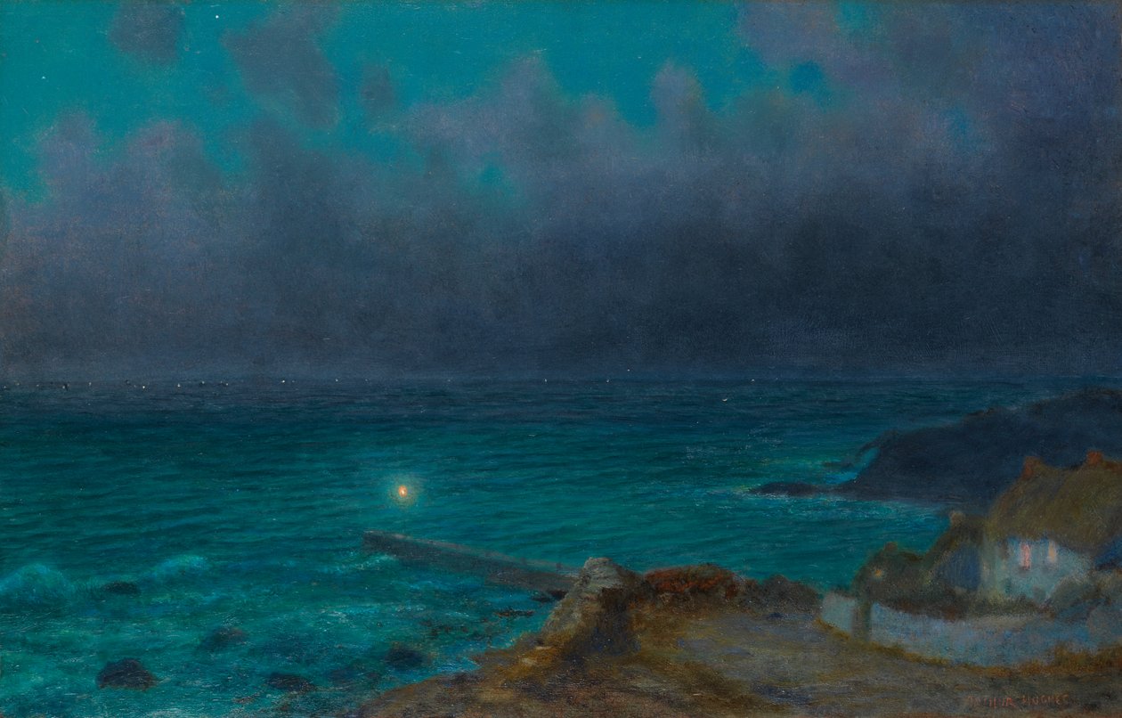 Night Toilers (öljy aluksella) tekijältä Arthur Hughes