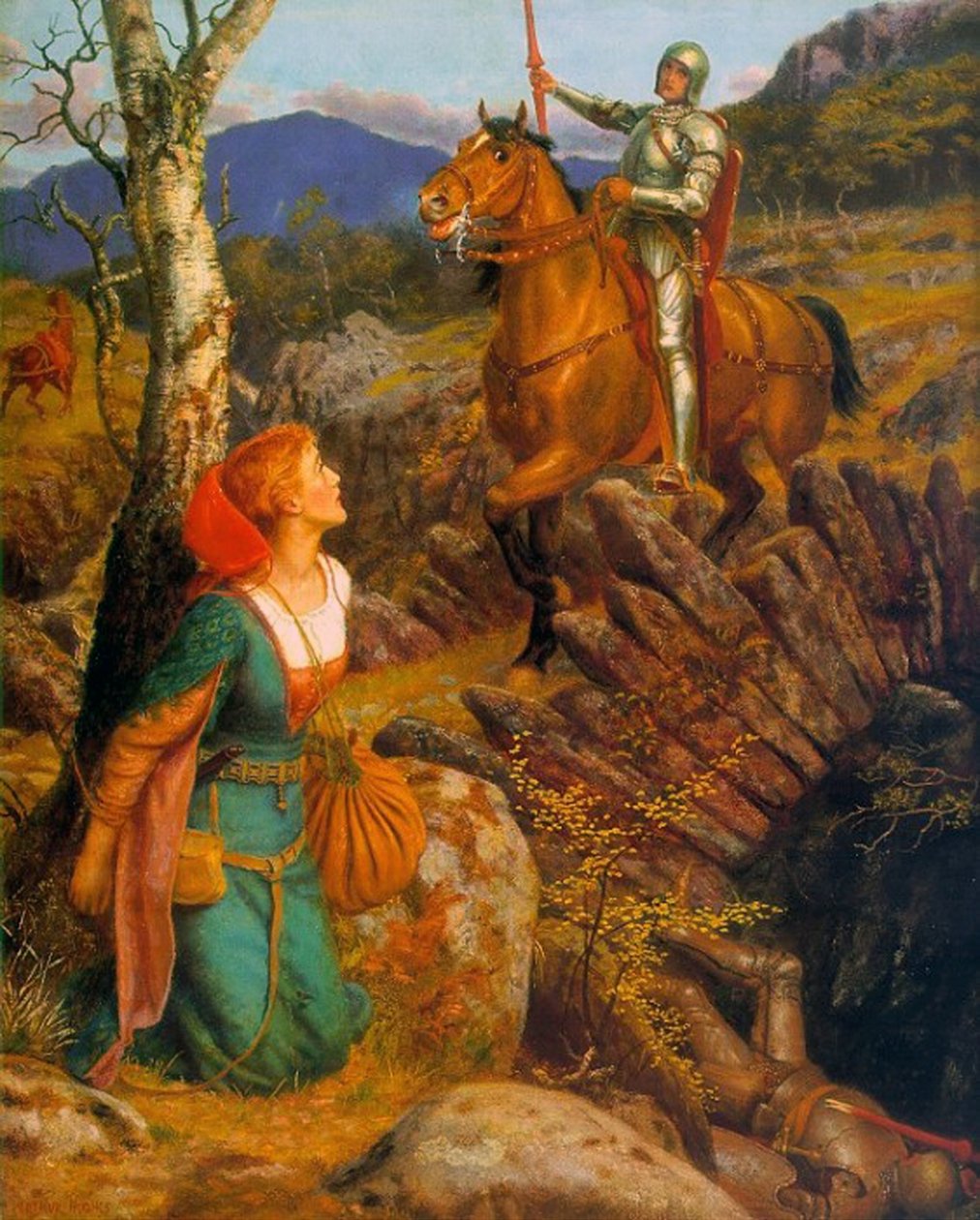 Ruosteisen ritarin kukistaminen, noin 1894-1908. tekijältä Arthur Hughes