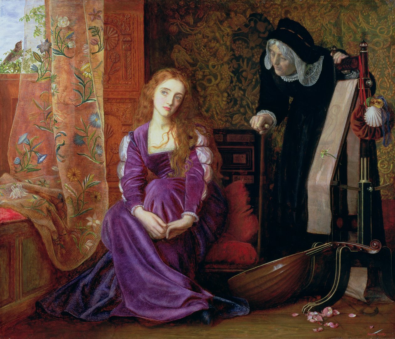 "The Paained Heart" tai "Sigh No More, Ladies", 1868 tekijältä Arthur Hughes