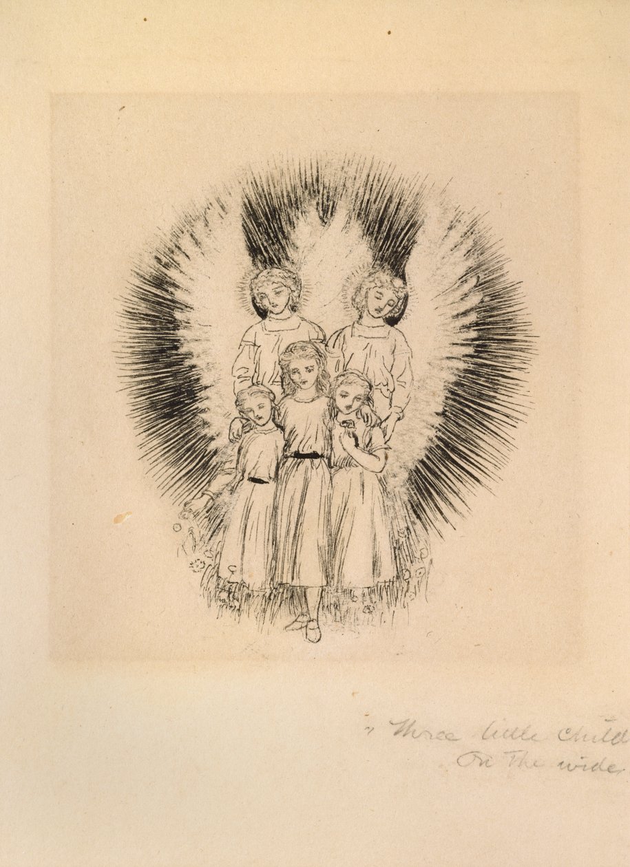 Kolme pientä lasta laajalla maan päällä, 1800-luvun loppu tekijältä Arthur Hughes