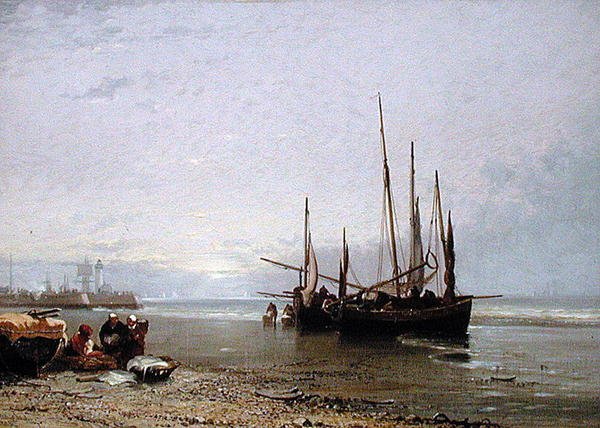 Luggers rannalla Treportissa tekijältä Arthur Joseph Meadows