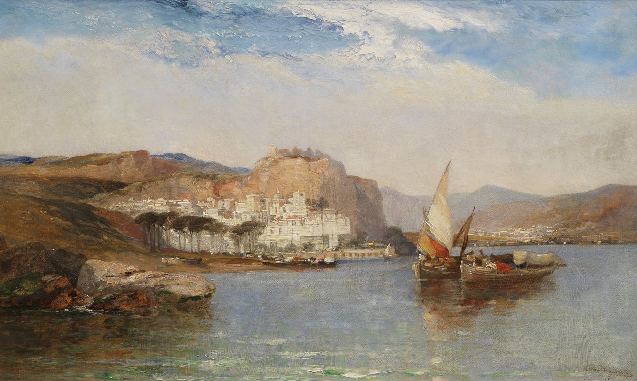 Lähellä Amalfia, Salernonlahti, Italia, 1877 tekijältä Arthur Joseph Meadows