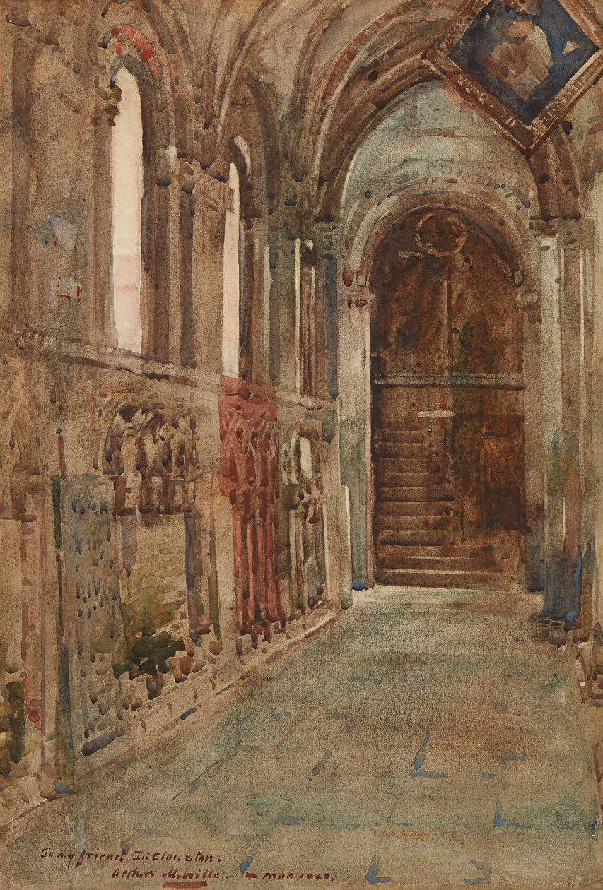 North Aisle of St. Magnus Cathedral, Kirkwall (akvarelli) tekijältä Arthur Melville