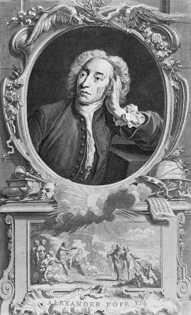 Alexander Popen (1688-1744) muotokuva, kaiverrus Jacobus Houbraken (1698-1780), 1747 (kaiverrus) (bw-kuva) tekijältä Arthur Pond