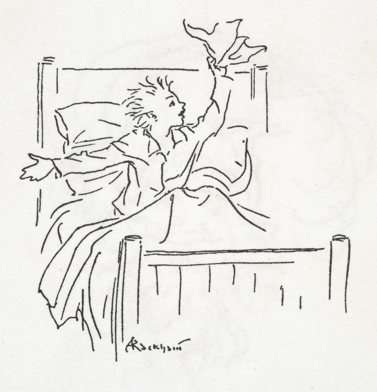 Um menino em bedfinnish tekijältä Arthur Rackham