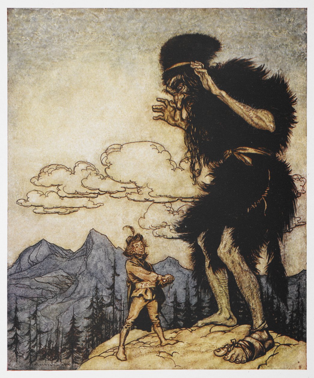 Mies ja jättiläinen The Valiant Tailorista tekijältä Arthur Rackham