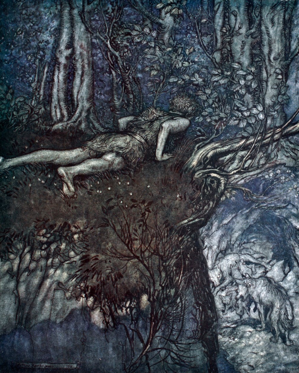 "Ja siellä opin, millaista rakkaus on", 1924. tekijältä Arthur Rackham