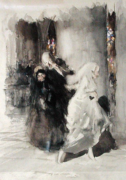 Häissä (akvarelli paperille) tekijältä Arthur Rackham