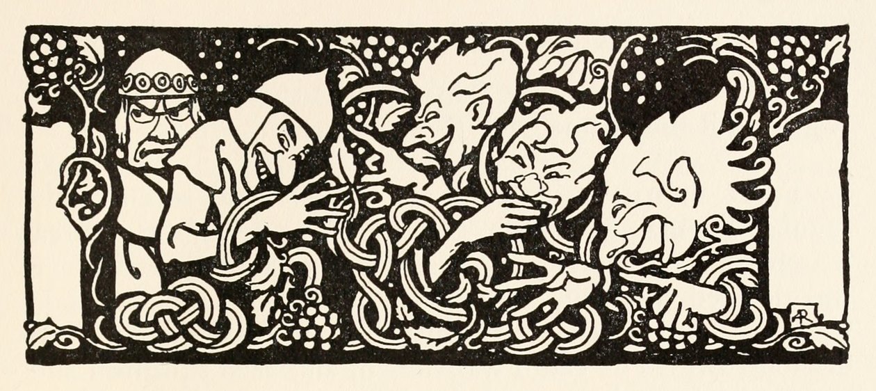 Becfola vaunuissaan elokuvasta The Wooing of Becfola in Irish Fairy TalesSee desc tekijältä Arthur Rackham