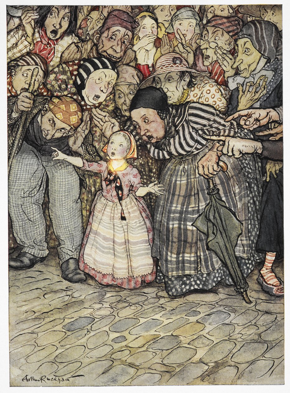 "Mas ele não está usando nada", disse uma criança pequena. Ilustração colorida para a história, 