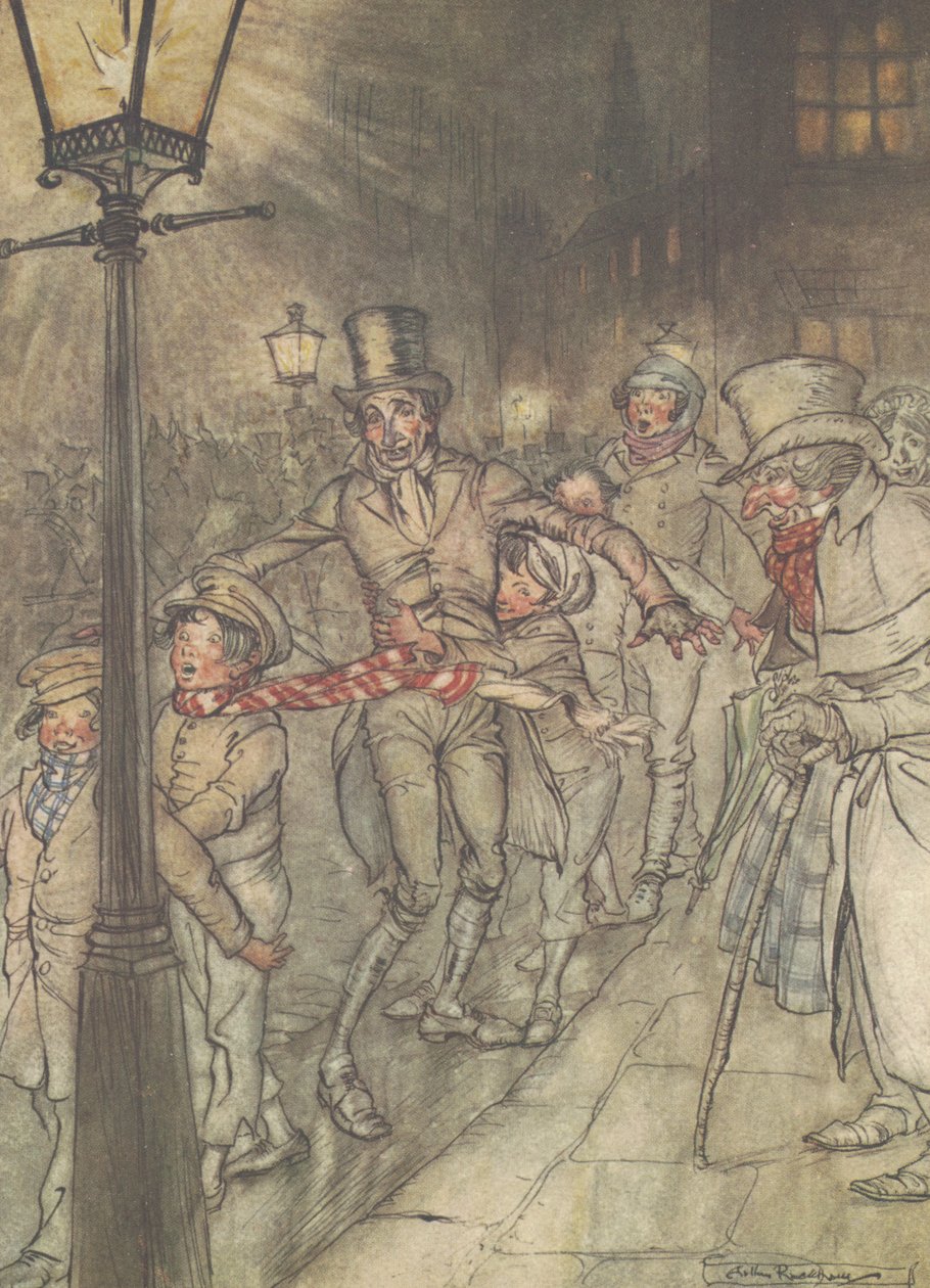 "Down a Slide at Cornhill" tekijältä Arthur Rackham