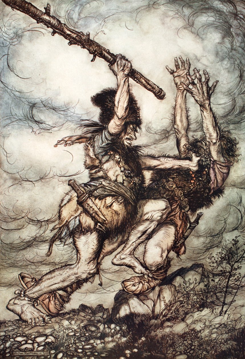 "Fafner tappaa Fasoltin", 1910. tekijältä Arthur Rackham