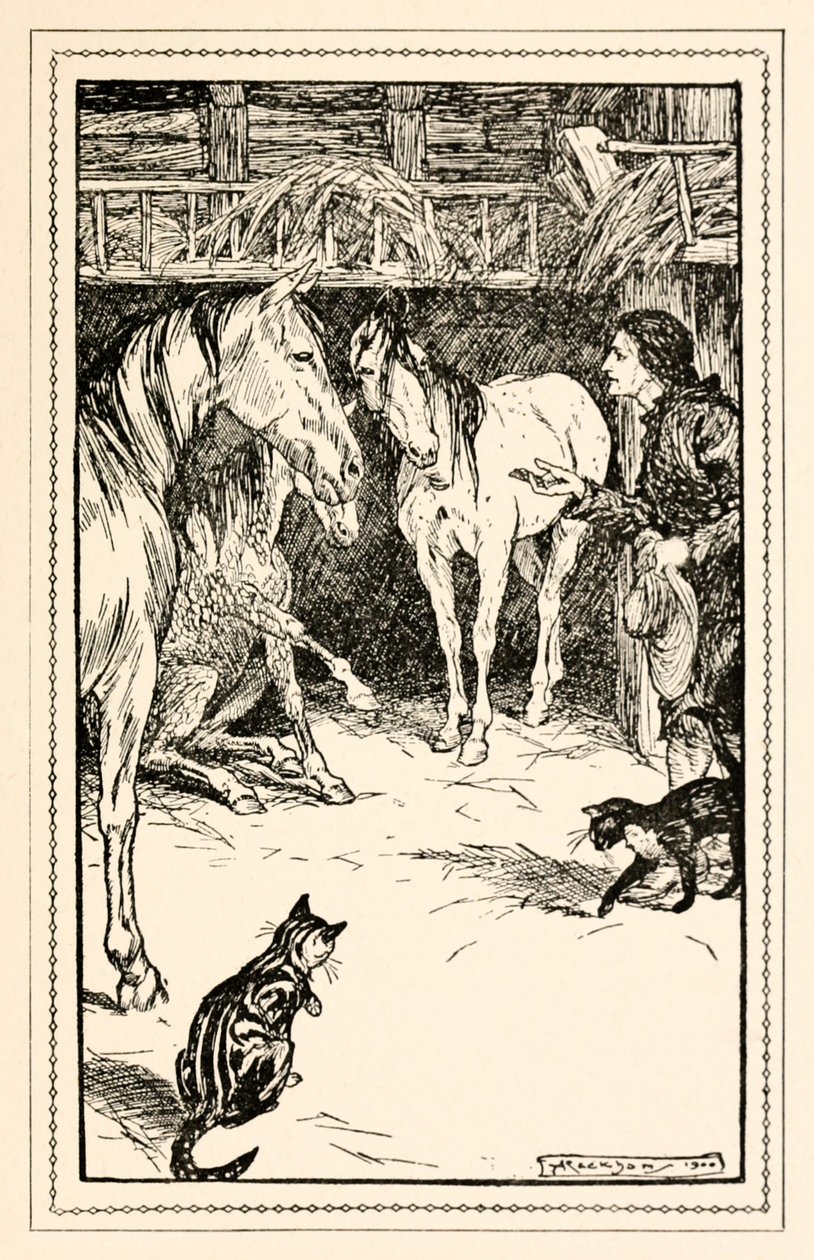 Gulliverilla on kunnia saada kuulustella herrojensa vieraita Jonathan Swiftin Gulliversin matkojen IV osasta: Matka Houyhnhnmien maahan. tekijältä Arthur Rackham