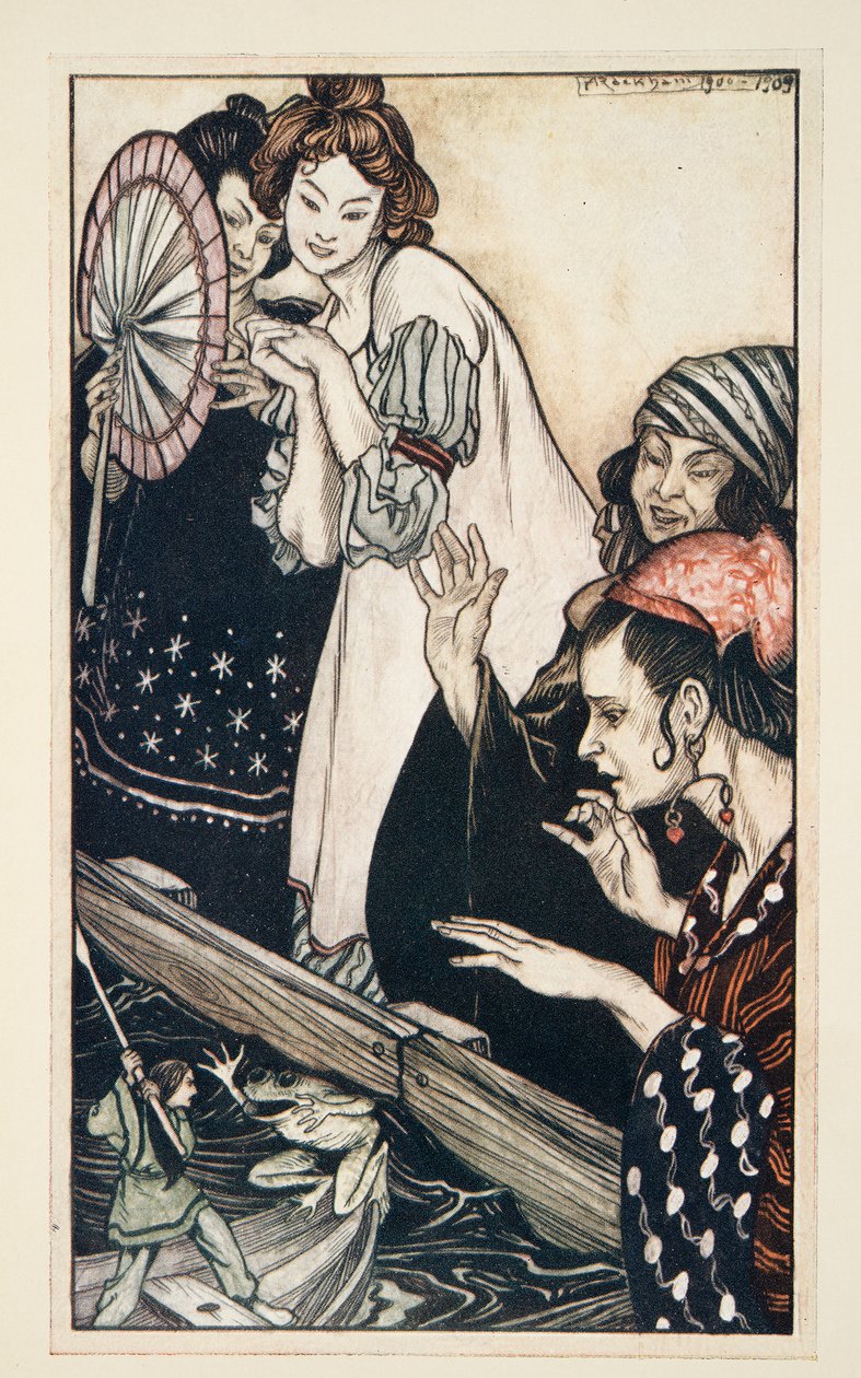 Gulliverin kohtaaminen sammakon kanssa, Jonathon Swiftin (1667 - 1745) teoksesta Gulliver