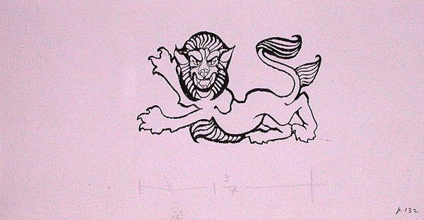 Heraldic Lion, kuvitus "The Allies Fairy Book" -kirjaan, julkaistu 1916 (kynä ja muste paperille) tekijältä Arthur Rackham