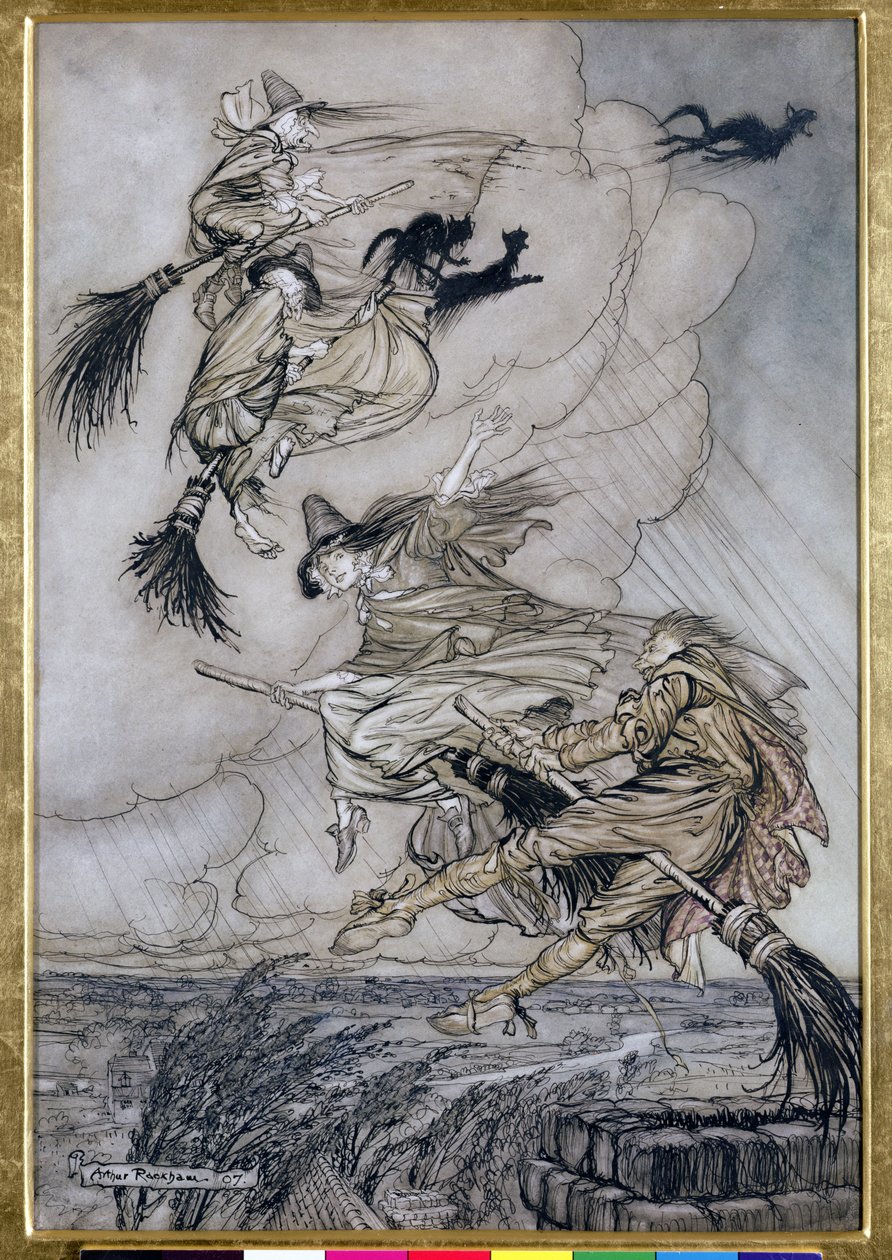 Hei! Savupiippua ylös! Hey After you!, kuvitus teoksessa The Ingoldsby Legends of Mirth and Marvels, 1907 (kynä ja muste wc:llä paperilla) tekijältä Arthur Rackham
