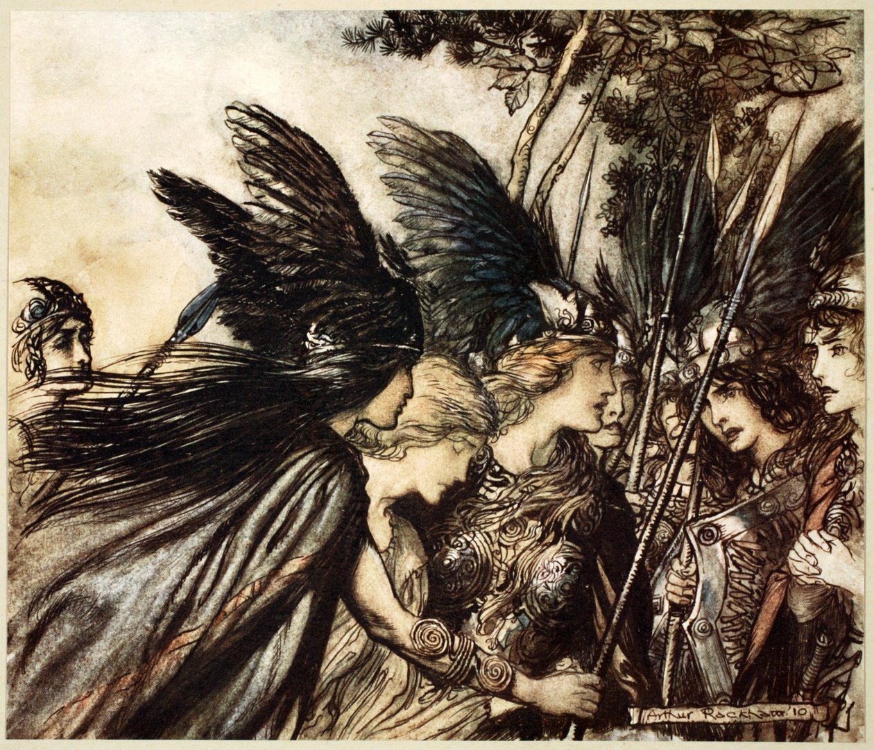 "Paen ensimmäistä kertaa ja minua jahtaa", 1910. tekijältä Arthur Rackham