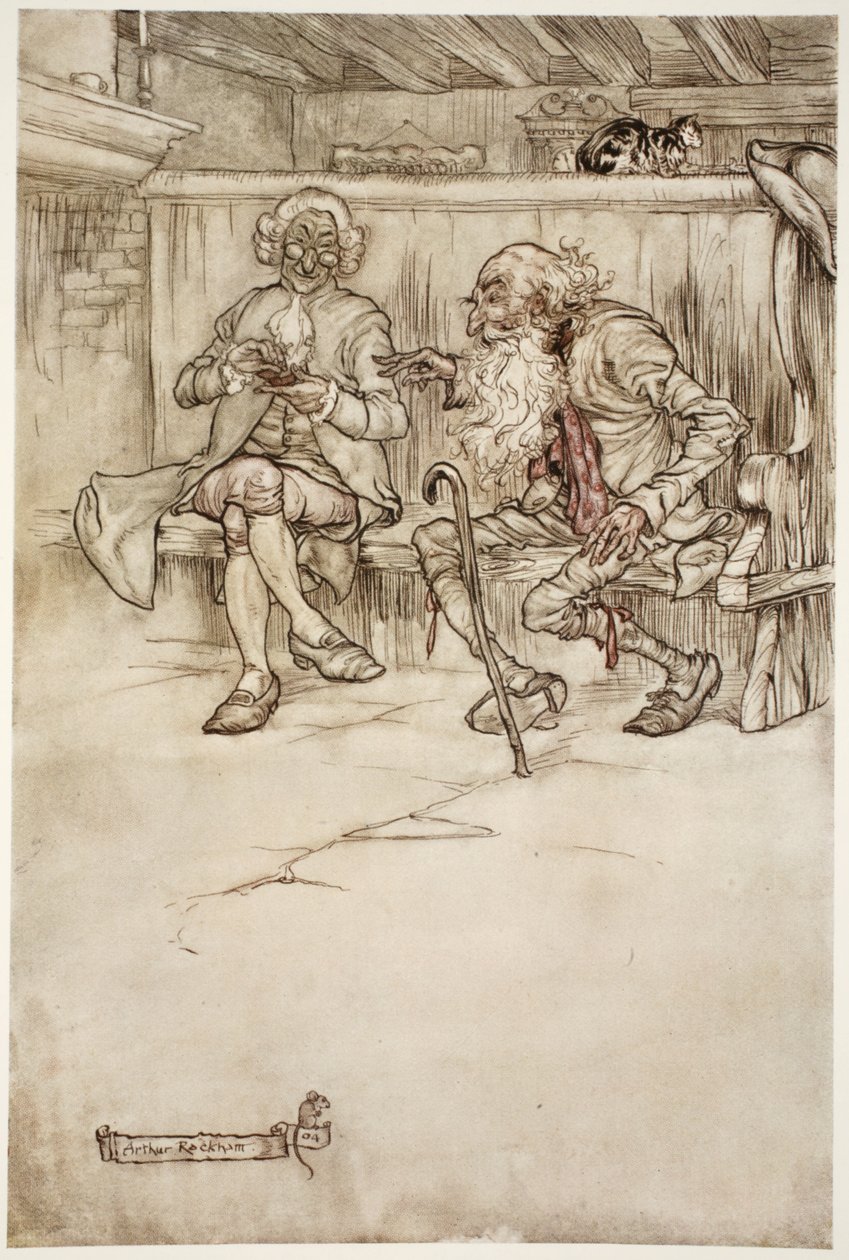 Olen koskaan puhunut itse Rip Van Winklen kanssa, joka, kun näin hänet viimeksi, oli erittäin haavoittuva vanha mies. Washington Irvingin pubista Rip Van Winkle. 1910 tekijältä Arthur Rackham