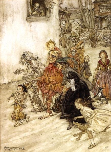Kuvitus hanhiäidille tekijältä Arthur Rackham