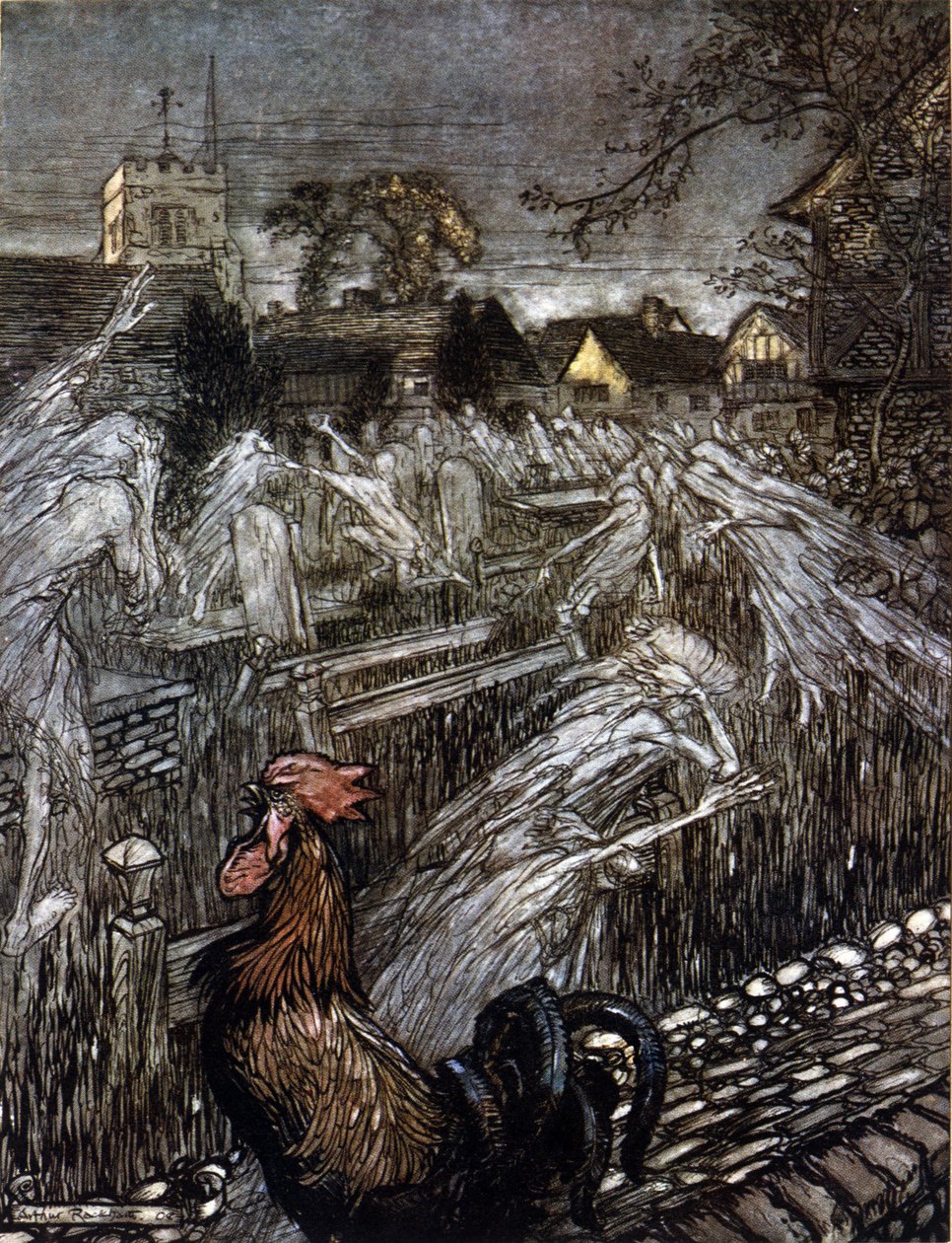Arthur RACKHAMin (1867-1939) kuvitus William SHAKESPEAREN kesäyön unelmaan tekijältä Arthur Rackham