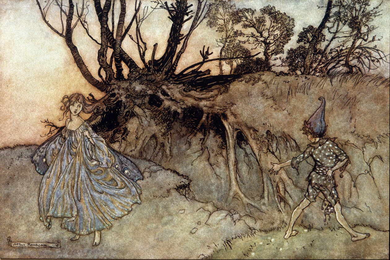 Arthur RACKHAMin (1867-1939) kuvitus William SHAKESPEAREN kesäyön unelmaan tekijältä Arthur Rackham