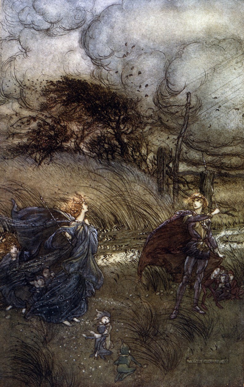 Arthur RACKHAMin (1867-1939) kuvitus William SHAKESPEAREN kesäyön unelmaan tekijältä Arthur Rackham