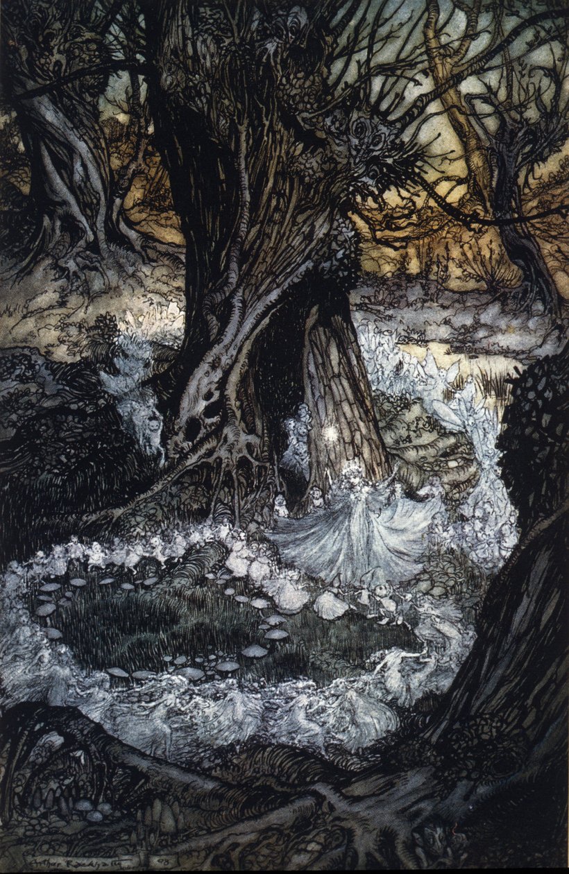 Arthur RACKHAMin (1867-1939) kuvitus William SHAKESPEAREN kesäyön unelmaan tekijältä Arthur Rackham