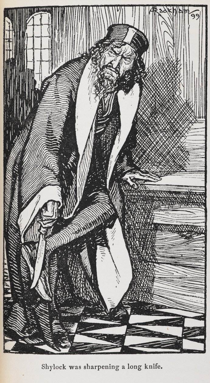 Kuva Shylockista Venetsian kauppiaalta tekijältä Arthur Rackham