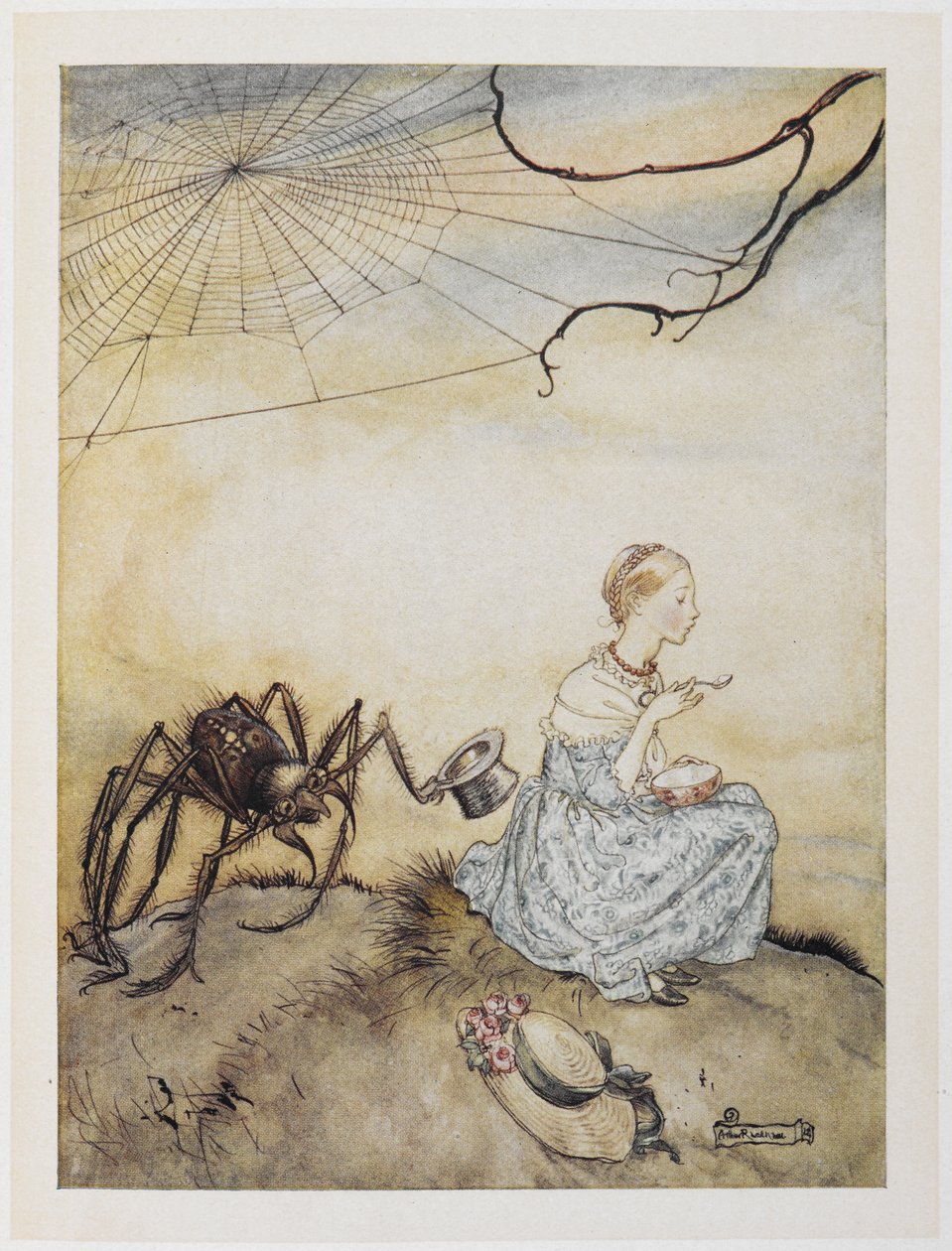Pikku neiti Muffet tekijältä Arthur Rackham