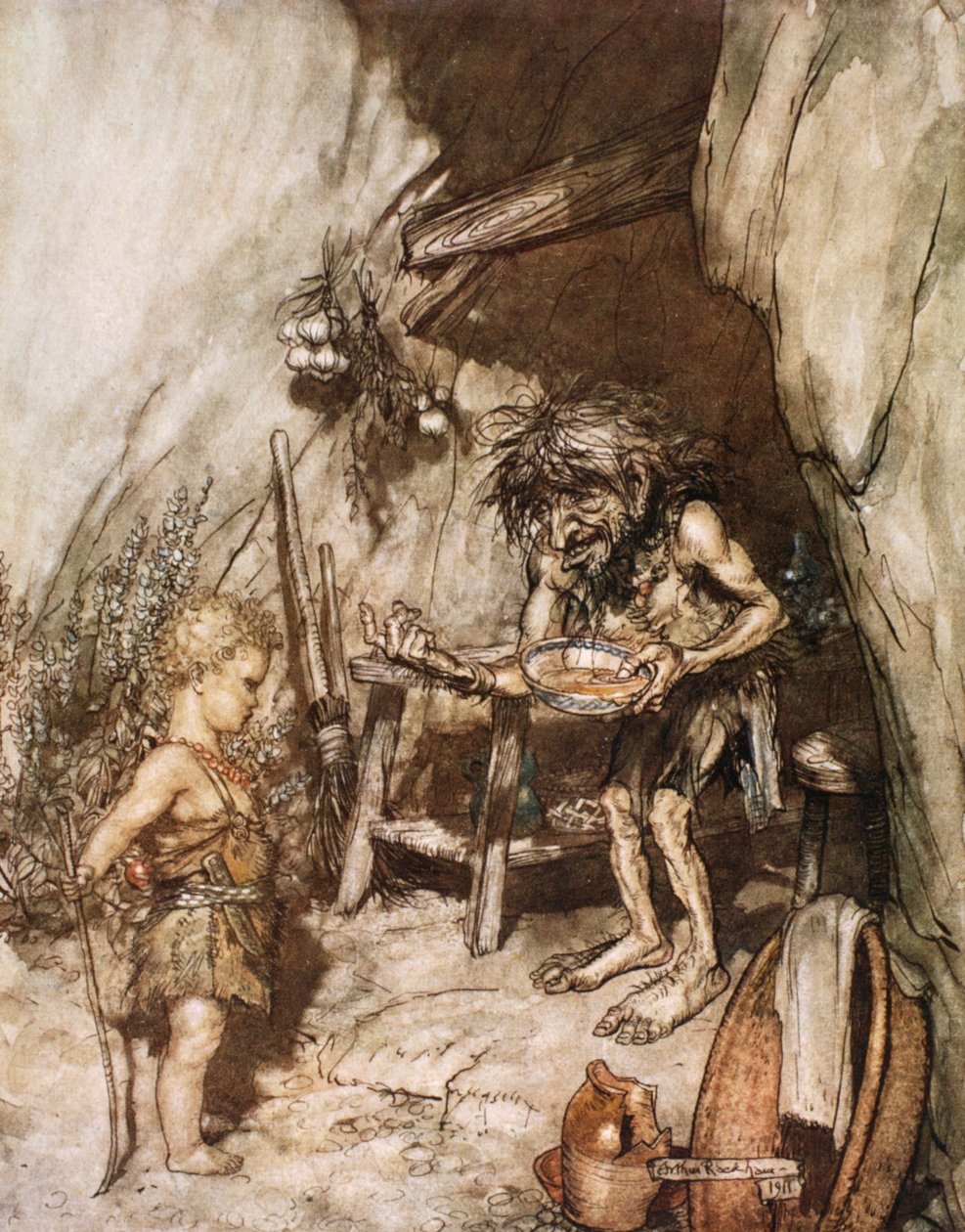 "Mimi ja lapsi", 1924. tekijältä Arthur Rackham