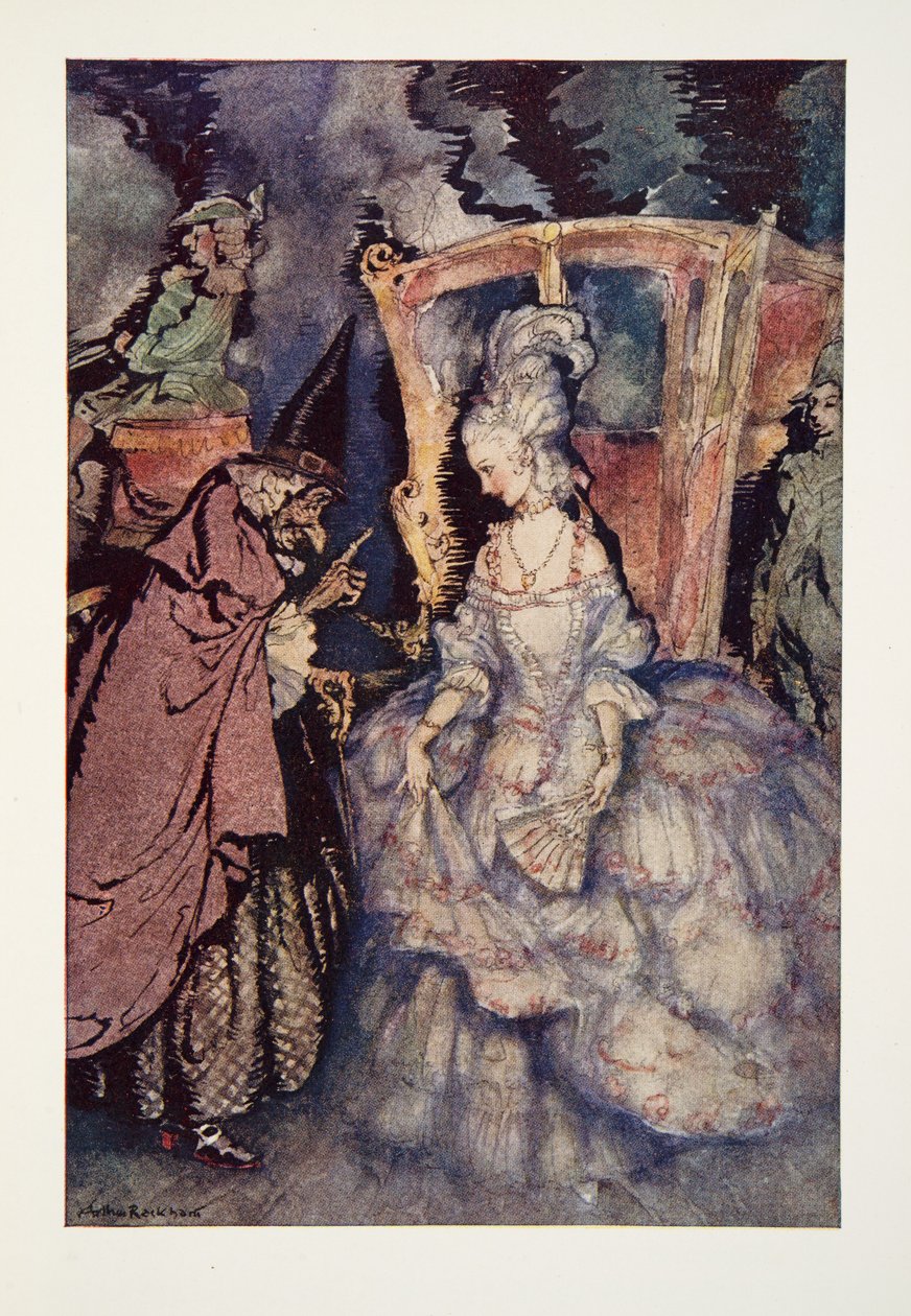 Nyt, Cinderella, voit mennä; mutta muistatko ?.., The Arthur Rackham Fairy Book, pubista. 1933 tekijältä Arthur Rackham