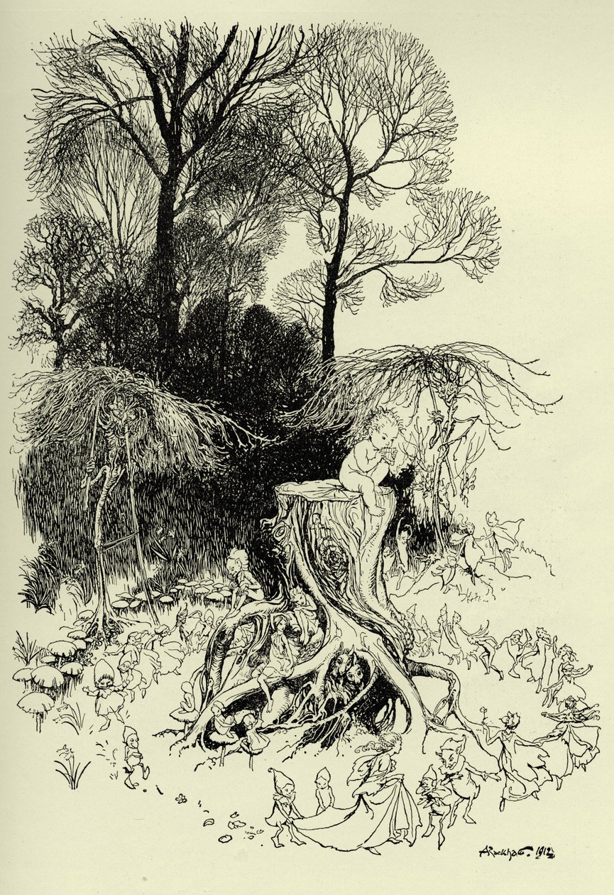 Peter Pan ja keijut tekijältä Arthur Rackham