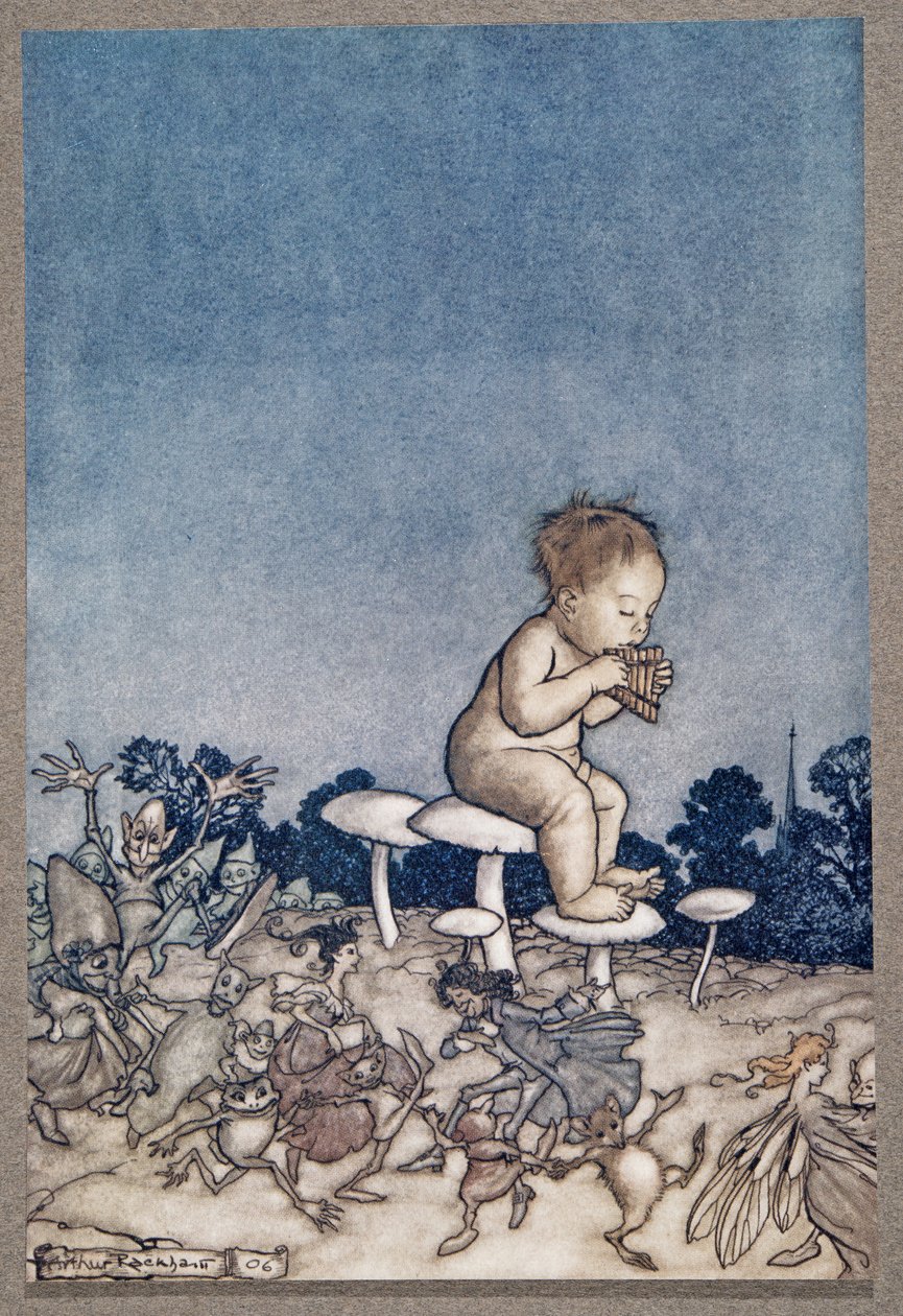Peter Pan on keijujen orkesteri, J. M. Barrien (1860-1937) Peter Pan in Kensington Gardens, kustantamo. 1906 tekijältä Arthur Rackham