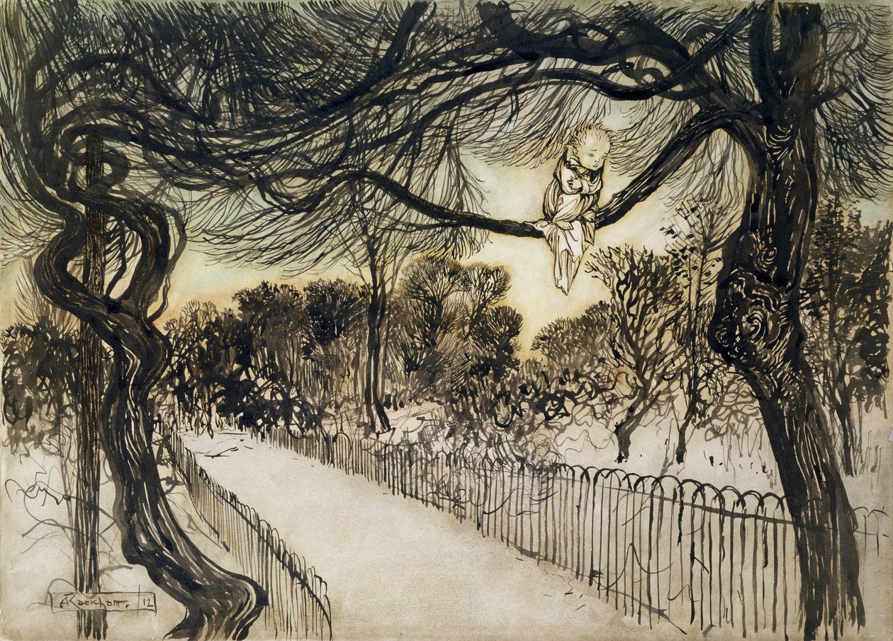 Huonekalut ja erilaiset esineet 1100- ja 1300-luvuilta tekijältä Arthur Rackham