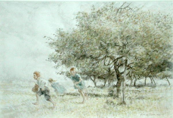Scrumping (akvarelli paperille) tekijältä Arthur Rackham