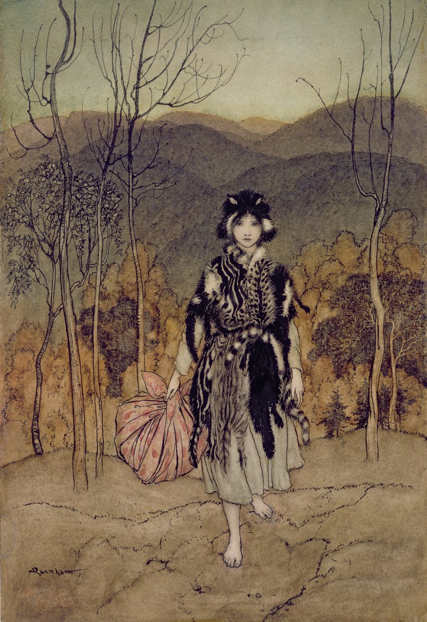 Huonekalut ja erilaiset esineet 1100- ja 1300-luvuilta tekijältä Arthur Rackham