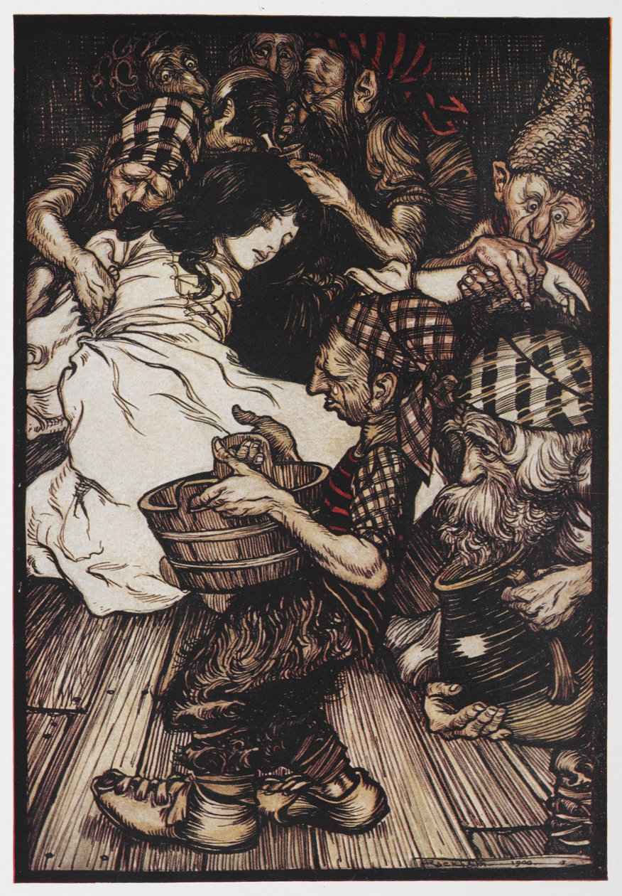 Lumikki seitsemän kääpiön kanssa. tekijältä Arthur Rackham