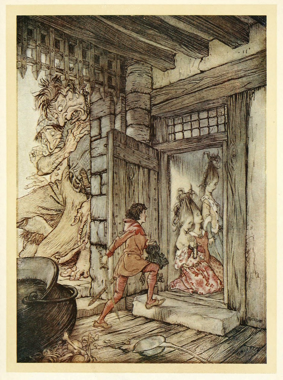 Ottaen linnan avaimet Jack avasi kaikki ovet Englannin Fairy Tales -pubista. 1922 tekijältä Arthur Rackham