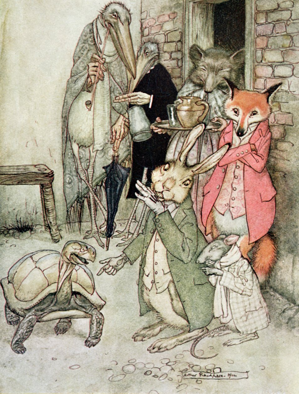Jänis ja kilpikonna, kuvitus teoksesta Aesop