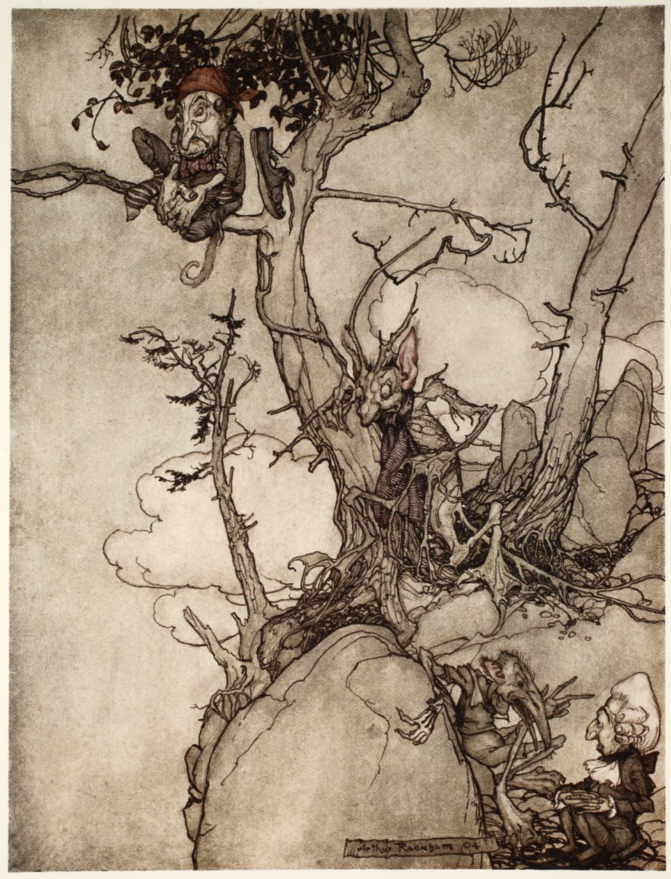 Kaatsberg- tai Catskill-vuoret ovat aina olleet alue, joka on täynnä tarinoita. Rip Van Winkle, Washington Irving, pubi. 1910 tekijältä Arthur Rackham